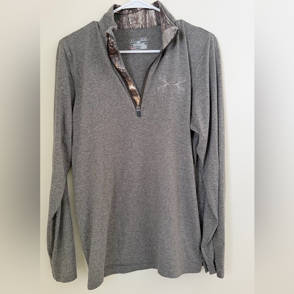 Under Armour Tops - Under Armour Heathered Brown Quarter-Zip Pullover